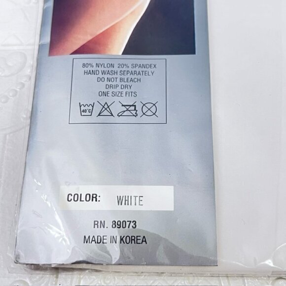 Control Top Support Pantyhose One Size WHITE Nylon Lycra Dressy VINTAGE NEW - Picture 3 of 3